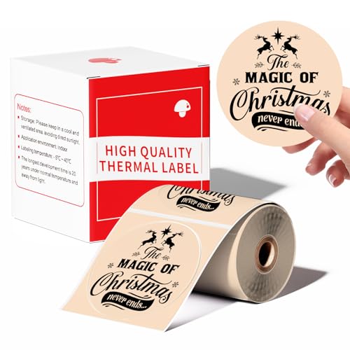 Kompatibel mit Phomemo M110 Rundes Etikett für M120 M200 M220 M221 1.96"x1.96" (50x50mm) Sticky Thermal Labels Printer Paper 140 Etiketten/Rolle,für Barcode, DIY-Logo, Haus, Büro，Khakifarbe von LabelCenter