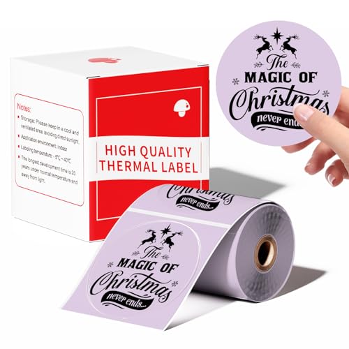 Kompatibel mit Phomemo M110 Rundes Etikett für M120 M200 M220 M221 1.96"x1.96" (50x50mm) Sticky Thermal Labels Printer Paper 140 Etiketten/Rolle,für Barcode, DIY-Logo, Haus, Büro，Lila von LabelCenter