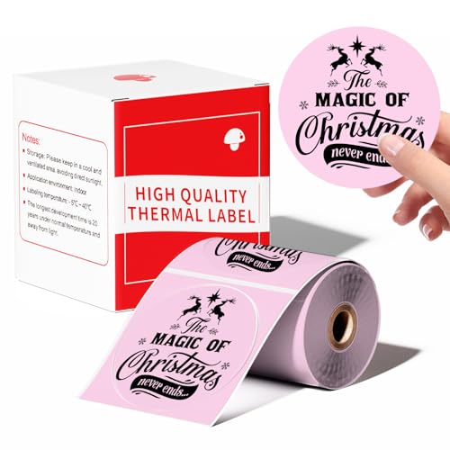 Kompatibel mit Phomemo M110 Rundes Etikett für M120 M200 M220 M221 1.96"x1.96" (50x50mm) Sticky Thermal Labels Printer Paper 140 Etiketten/Rolle,für Barcode, DIY-Logo, Haus, Büro，Rosa von LabelCenter