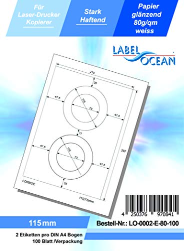 LabelOcean LO-0002-E-80-100 Universal Etiketten, 100 Blatt 80g/qm, Hochwertiges Papier LabelOcean LO-0002-E-80-100 Universal Etiketten, 100 Blatt 80g/qm, Hochwertiges Papier von LabelOcean