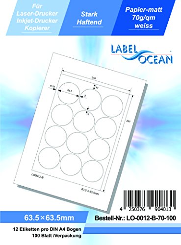 LabelOcean LO-0012-B-70-100 Universal Etiketten, 100 Blatt 70g/qm, Hochwertiges Papier LabelOcean LO-0012-B-70-100 Universal Etiketten, 100 Blatt 70g/qm, Hochwertiges Papier von LabelOcean