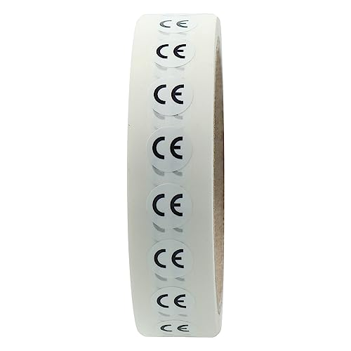 Labelident CE Zeichen weiß Ø 12,5 mm - 1.000 Polyester-Etiketten auf 1 Rolle/n, 3 Zoll (76,2 mm) Kern, CE Kennzeichnung Aufkleber permanent haftend von Labelident