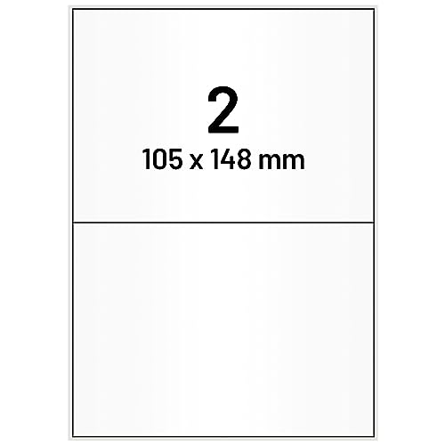 Labelident DIN A6 Etiketten - 105 x 148 mm - 2.000 Papieretiketten auf 1.000 DIN A5 Bögen, matt, Versandetiketten DHL, DPD, Fedex, GLS, Hermes, UPS, selbstklebend von Labelident