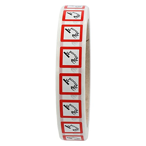 Labelident GHS 05 Etiketten 15 x 15 mm - Warnung ätzende Stoffe - 1.000 Gefahrensymbole Aufkleber auf 1 Rolle(n), 1,57 Zoll (40 mm) Rollenkern, Polyethylen, GHS Kennzeichnung von Labelident