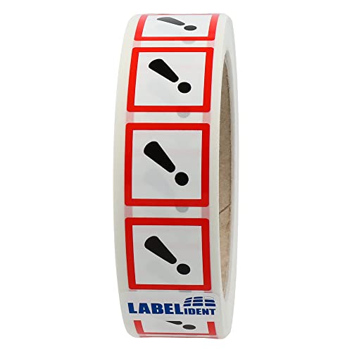 Labelident GHS 07 Etiketten 25 x 25 mm - Achtung - 1.000 Gefahrensymbole Aufkleber auf 1 Rolle(n), 1,57 Zoll (40 mm) Rollenkern, Polyethylen, GHS Kennzeichnung von Labelident
