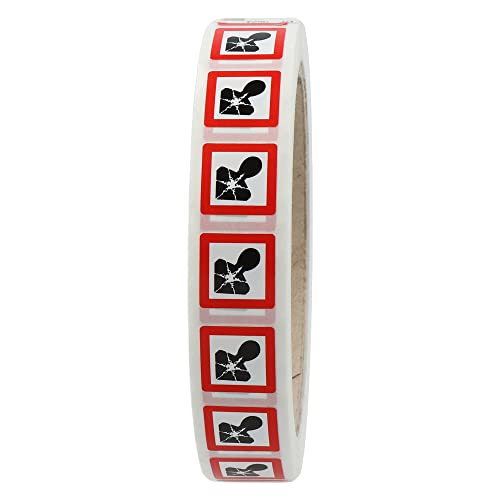 Labelident GHS 08 Etiketten 15 x 15 mm - Warnung gesundheitsgefährdende Stoffe - 1.000 Gefahrensymbole Aufkleber auf 1 Rolle(n), 1,57 Zoll (40 mm) Rollenkern, Polyethylen, GHS Kennzeichnung von Labelident