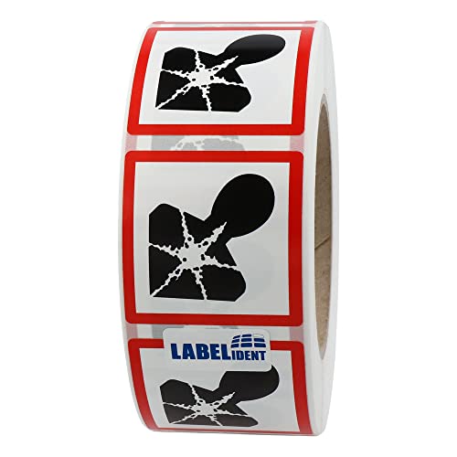 Labelident GHS 08 Etiketten 50 x 50 mm - Warnung gesundheitsgefährdende Stoffe - 1.000 Gefahrensymbole Aufkleber auf 1 Rolle(n), 1,57 Zoll (40 mm) Rollenkern, Polyethylen, GHS Kennzeichnung von Labelident