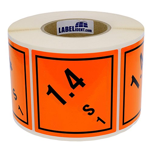 Labelident Gefahrgutaufkleber 100 x 100 mm - Klasse 1 - Explosive Stoffe - 1.000 Gefahrgutetiketten auf 1 Rolle(n), 3 Zoll (76,2 mm) Kern, Polyethylen orange von Labelident