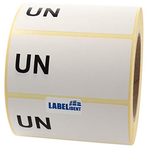 Labelident Gefahrgutaufkleber 100 x 50 mm - UN (Handbeschriftung) - 1.000 Gefahrgutetiketten auf 1 Rolle(n), 3 Zoll (76,2 mm) Rollenkern, Papier weiß, selbstklebend von Labelident