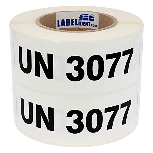 Labelident Gefahrgutaufkleber 150 x 50 mm - UN 3077, UN 3077-1.000 Gefahrgutetiketten auf 1 Rolle(n), 3 Zoll (76,2 mm) Rollenkern, Polyethylen weiß, selbstklebend von Labelident