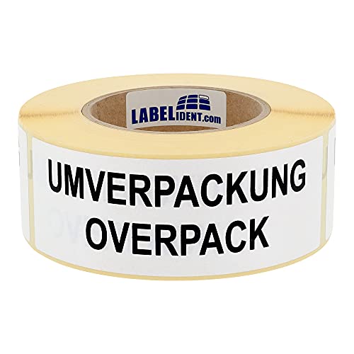 Labelident Gefahrgutaufkleber 150 x 50 mm - Umverpackung/Overpack - 500 Gefahrgutetiketten auf 1 Rolle(n), 3 Zoll (76,2 mm) Rollenkern, Papier weiß, selbstklebend von Labelident
