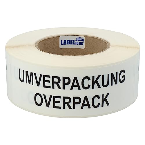 Labelident Gefahrgutaufkleber 150 x 50 mm - Umverpackung/Overpack - 500 Gefahrgutetiketten auf 1 Rolle(n), 76 mm (3 Zoll) Rollenkern, Polyethylen weiß, selbstklebend von Labelident