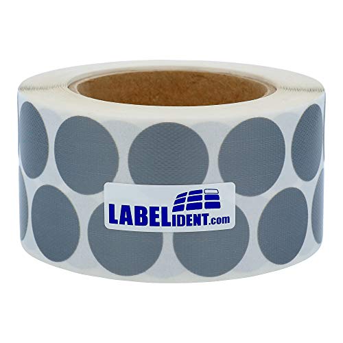 Labelident Geweberonden grau - Ø 30 mm - 1.000 Gewebeklebepunkte (Nylon) auf 3 Zoll (76,2 mm) Rolle, per Hand beschriften von Labelident