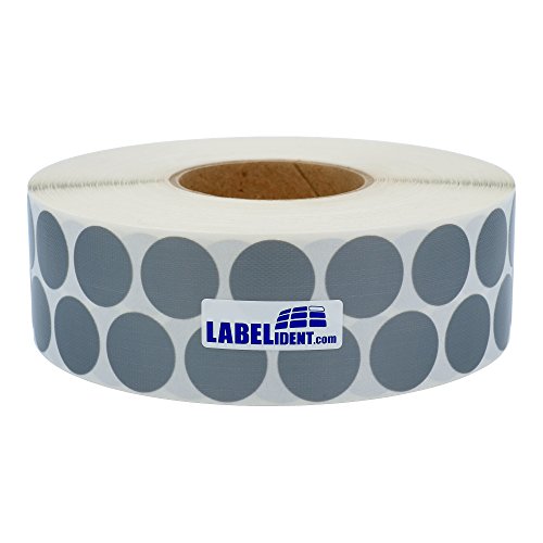 Labelident Geweberonden grau - Ø 30 mm - 5.000 Gewebeklebepunkte (Nylon) auf 3 Zoll (76,2 mm) Rolle, per Hand beschriften von Labelident