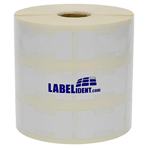 Labelident Kabelfahnen in weiß - 25 x 50 mm - 3000 Vinyl Etiketten auf 1 Zoll Rolle für Kabel-Ø 3,0 bis 6,5 mm, glänzend von Labelident