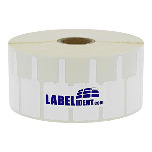 Labelident Kabelfahnen in weiß - 50 x 20 mm - 2500 Vinyl Etiketten auf 1 Zoll Rolle für Kabel-Ø 2,0 bis 5,0 mm, glänzend von Labelident
