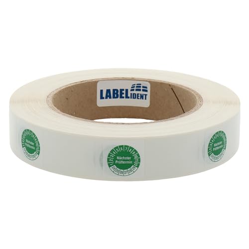 Labelident Kabelprüfplaketten 20 x 50 mm für Kabel-Ø 6,0 bis 12,0 mm - Nächster Prüftermin - 1.000 Prüfplaketten auf Rolle 2024-2029, Vinyl grün von Labelident