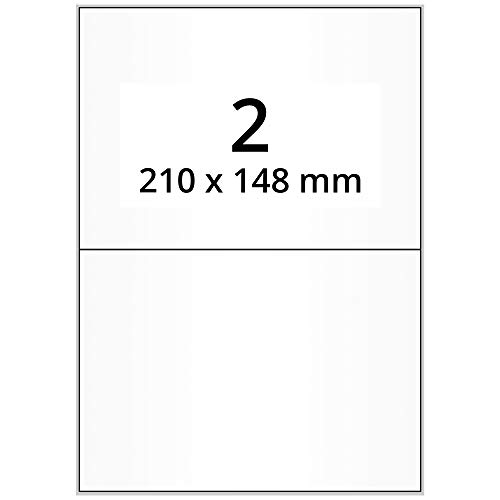 Labelident Laser-Etiketten auf DIN A4 Bogen - 210 x 148 mm - 200 Papieretiketten weiß, matt, selbstklebend, 100 Blatt von Labelident