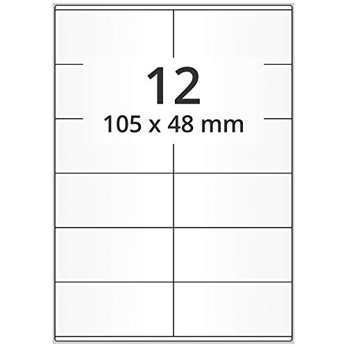 Labelident Laseretiketten selbstklebend auf DIN A4 Bogen - 105 x 48 mm - 6.000 Universal Etiketten weiß, matt, 500 Blatt Papier Laserdrucker Etiketten von Labelident
