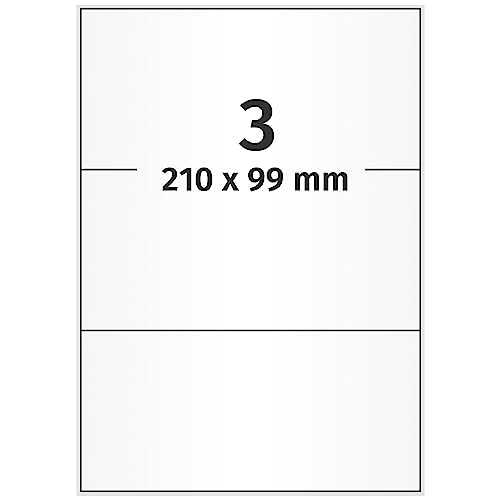 Labelident Laseretiketten selbstklebend auf DIN A4 Bogen - 210 x 99 mm - 1.500 Universal Etiketten weiß, matt, 500 Blatt Papier Laserdrucker Etiketten von Labelident
