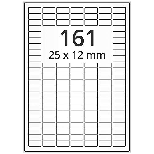 Labelident Laseretiketten selbstklebend auf DIN A4 Bogen - 25 x 12 mm - 80.500 Universal Etiketten weiß, matt, 500 Blatt Papier Laserdrucker Etiketten von Labelident