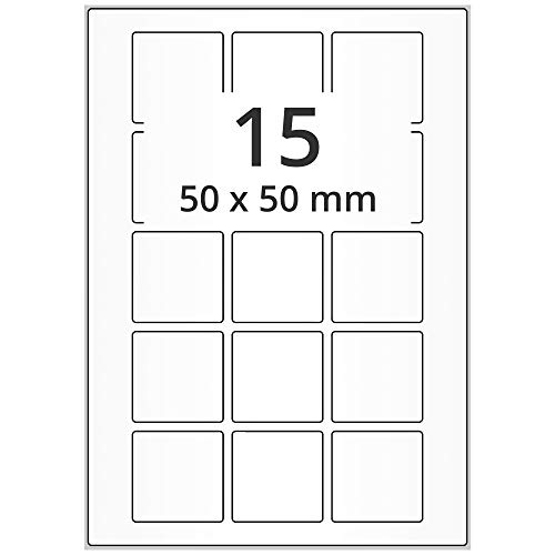 Labelident Laseretiketten selbstklebend auf DIN A4 Bogen - 50 x 50 mm - 7.500 Universal Etiketten weiß, matt, 500 Blatt Papier Laserdrucker Etiketten von Labelident