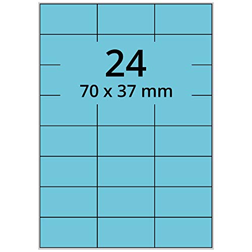 Labelident Laseretiketten selbstklebend auf DIN A4 Bogen - 70 x 37 mm - 2.400 Universal Etiketten blau, matt, 100 Blatt Papier Laserdrucker Etiketten von Labelident