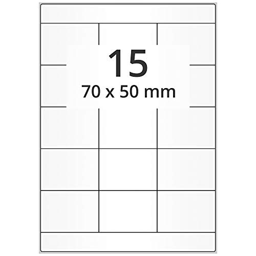 Labelident Laseretiketten selbstklebend auf DIN A4 Bogen - 70 x 50 mm - 7500 Universal Etiketten weiß, matt, 500 Blatt Papier Laserdrucker Etiketten von Labelident