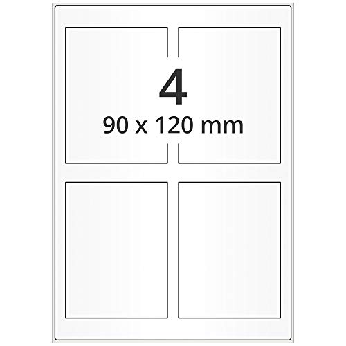 Labelident Laseretiketten selbstklebend auf DIN A4 Bogen - 90 x 120 mm - 2000 Universal Etiketten weiß, matt, 500 Blatt Papier Laserdrucker Etiketten von Labelident