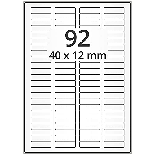 Laseretiketten wieder ablösbar auf DIN A4 Bogen - 40 x 12 mm - 9.200 Universal Etiketten weiß, matt, 100 Blatt Papier Laserdrucker Etiketten von Labelident