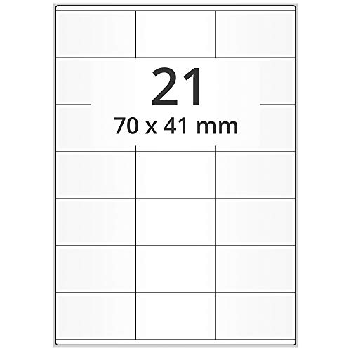Laseretiketten wieder ablösbar auf DIN A4 Bogen - 70 x 41 mm - 2.100 Universal Etiketten weiß, matt, 100 Blatt Papier Laserdrucker Etiketten von Labelident