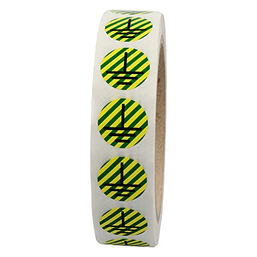Labelident Leiterkennzeichnung - Erde - Ø 12,5 mm - 1.000 Leiterkennzeichen Etiketten auf 1 Rolle(n), Polyester, grün/gelb gestreift, selbstklebend von Labelident