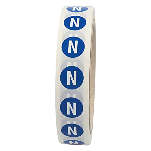 Labelident Leiterkennzeichnung - N - Wechselstromnetz Neutralleiter - Ø 12,5 mm - 1.000 Leiterkennzeichen Etiketten auf 1 Rolle(n), Polyester, blau, selbstklebend von Labelident