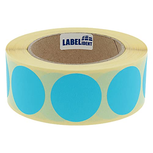 Markierungspunkte blau - Ø 40 mm - 1.000 bunte Verschlussetiketten auf 1 Rolle(n), 40 mm Kern, Papier, Inventuretiketten selbstklebend von Labelident
