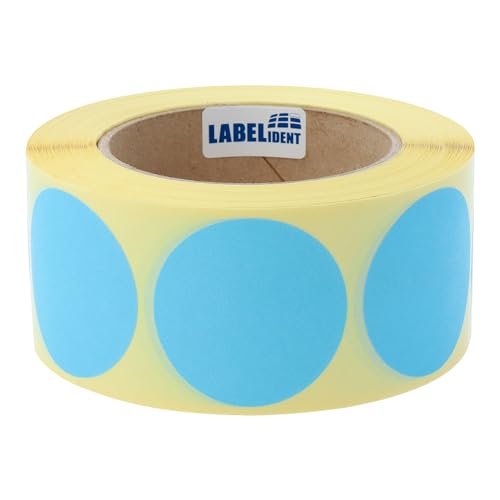 Markierungspunkte blau - Ø 50 mm - 1.000 bunte Verschlussetiketten auf 1 Rolle(n), 40 mm Kern, Papier, Inventuretiketten selbstklebend von Labelident