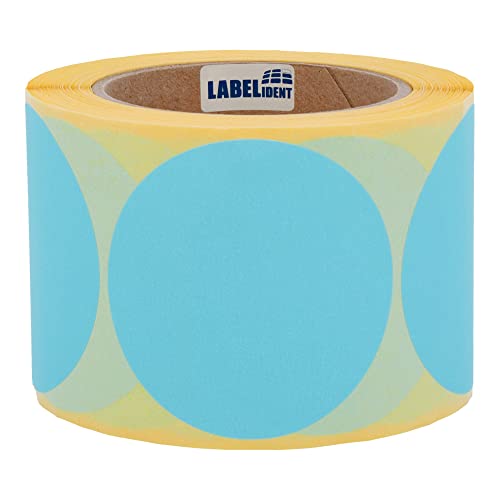 Labelident Markierungspunkte blau - Ø 75 mm - 500 bunte Klebepunkte auf 1 Rolle(n), 3 Zoll Rollenkern, Papier, Inventuretiketten selbstklebend von Labelident