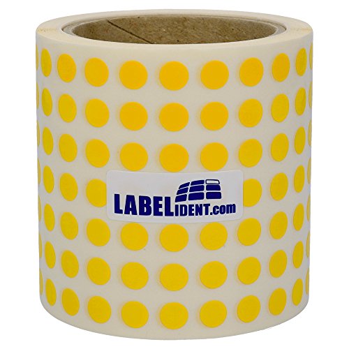 Labelident Markierungspunkte gelb - Ø 10 mm - 10.000 Klebepunkte auf 1 Rolle(n), 3 Zoll Rollenkern, Vinyl, Inventuretiketten selbstklebend von Labelident