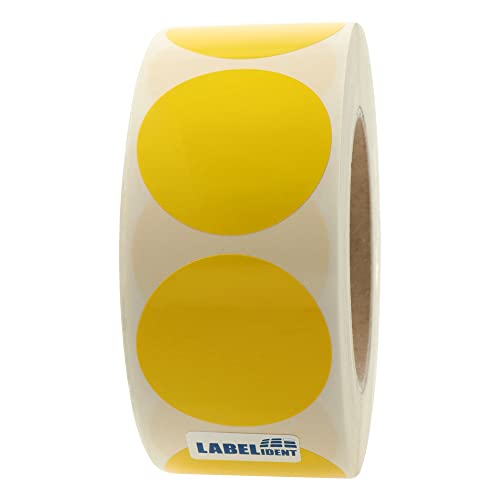 Labelident Markierungspunkte gelb - Ø 50 mm - 1.000 bunte Verschlussetiketten auf 1 Rolle(n), 3 Zoll (76,2 mm) Kern, Polyethylen, Inventuretiketten selbstklebend von Labelident