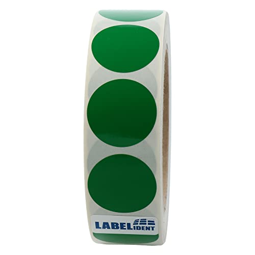 Labelident Markierungspunkte grün - Ø 30 mm - 1.000 bunte Verschlussetiketten auf 1 Rolle(n), 3 Zoll (76,2 mm) Kern, Polyethylen, Inventuretiketten selbstklebend von Labelident