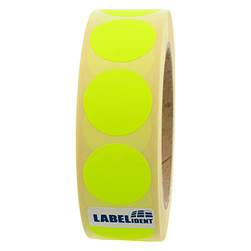 Labelident Markierungspunkte leuchtgelb - Ø 30 mm - 1.000 bunte Verschlussetiketten auf 1 Rolle(n), 3 Zoll (76,2 mm) Kern, Papier, Inventuretiketten selbstklebend von Labelident