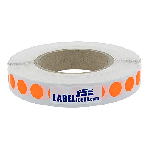 Labelident Markierungspunkte leuchtorange - Ø 13 mm - 1000 bunte Klebepunkte auf 1 Rolle(n), 3 Zoll Rollenkern, Papier, Inventuretiketten selbstklebend von Labelident