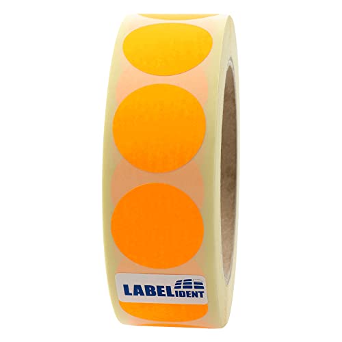 Labelident Markierungspunkte leuchtorange - Ø 30 mm - 1.000 bunte Verschlussetiketten auf 1 Rolle(n), 3 Zoll (76,2 mm) Kern, Papier, Inventuretiketten selbstklebend von Labelident