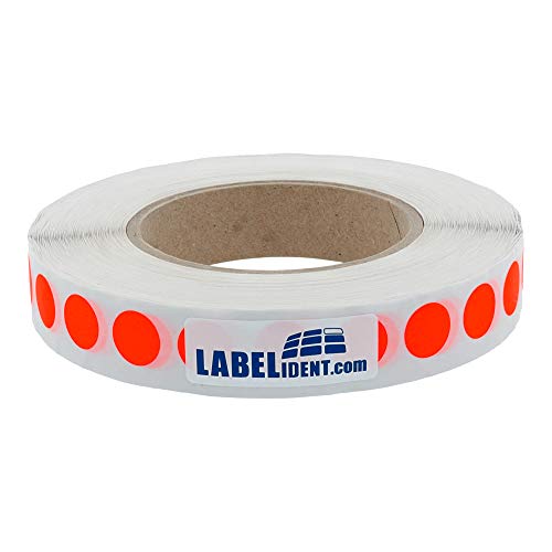Labelident Markierungspunkte leuchtrot - Ø 12,5 mm - 1.000 bunte Verschlussetiketten auf 1 Rolle(n), 1,57 Zoll (40 mm) Kern, Papier, Inventuretiketten selbstklebend von Labelident