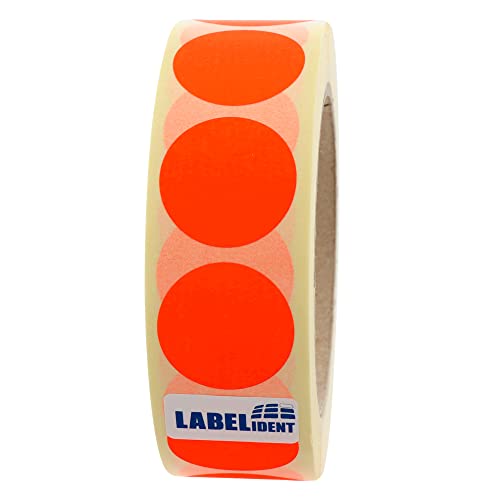Labelident Markierungspunkte leuchtrot - Ø 30 mm - 1.000 bunte Verschlussetiketten auf 1 Rolle(n), 3 Zoll (76,2 mm) Kern, Papier, Inventuretiketten selbstklebend von Labelident
