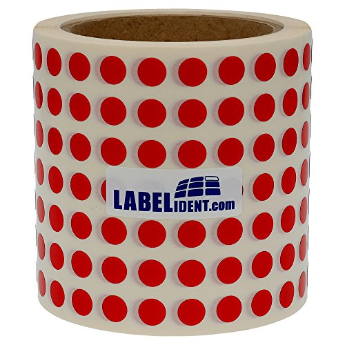 Labelident Markierungspunkte rot - Ø 10 mm - 10.000 bunte Verschlussetiketten auf 1 Rolle(n), 3 Zoll (76,2 mm) Kern, Polyethylen, Inventuretiketten selbstklebend von Labelident
