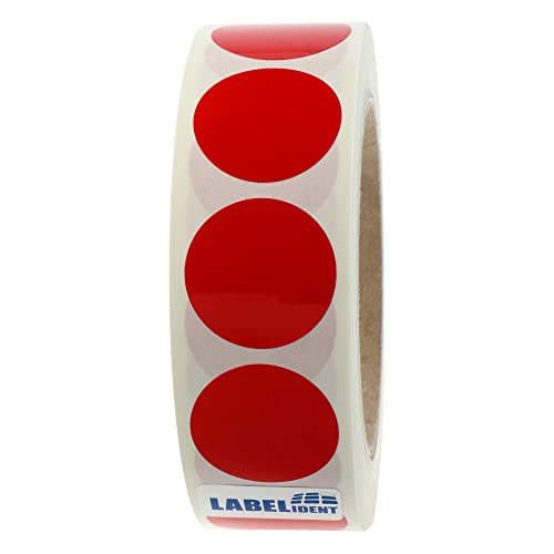Labelident Markierungspunkte rot - Ø 30 mm - 1.000 bunte Verschlussetiketten auf 1 Rolle(n), 3 Zoll (76,2 mm) Kern, Polyethylen, Inventuretiketten selbstklebend von Labelident