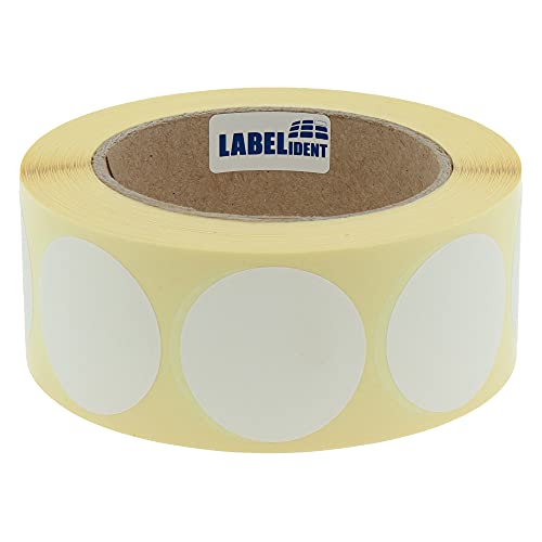 Labelident Markierungspunkte weiß - Ø 40 mm - 1.000 bunte Verschlussetiketten auf 1 Rolle(n), 1,57 Zoll (40 mm) Kern, Papier, Inventuretiketten selbstklebend von Labelident