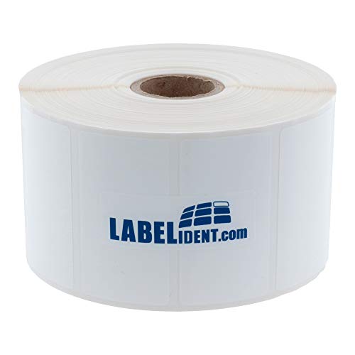 Labelident PE Polyethylen Etiketten weiß - 60 x 40 mm - 1.000 wetterfeste Thermotransfer-Etiketten auf 1 Zoll (25,4 mm) Rolle für Desktopdrucker, wieder ablösbar, glänzend von Labelident