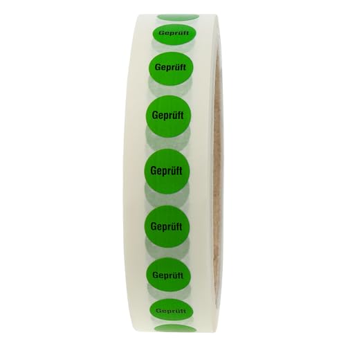Labelident Qualitätssicherungsetiketten - Geprüft - Ø 13 mm - 1000 QS-Etiketten auf Rolle, Polyester grün, selbstklebend von Labelident
