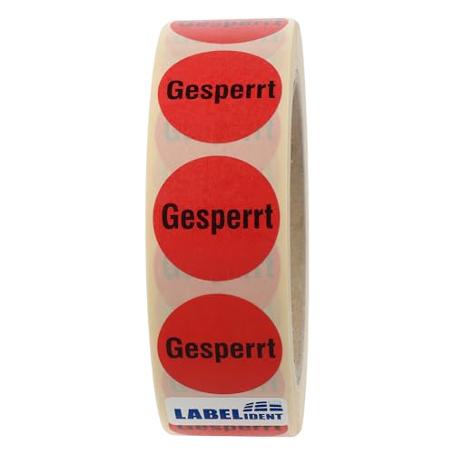 Labelident Qualitätssicherungsetiketten - Gesperrt - Ø 30 mm - 1.000 QS-Etiketten auf Rolle, Papier rot, selbstklebend von Labelident
